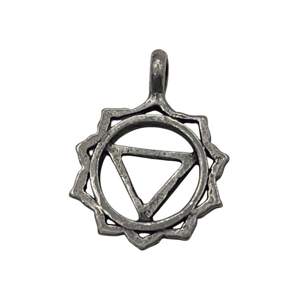 Silver Metal Triangle Chakra Pendant Charm A192 - Picture 3 of 3